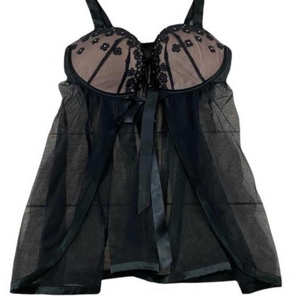 Victoria Secret Black Padded bra Chemise - 36C